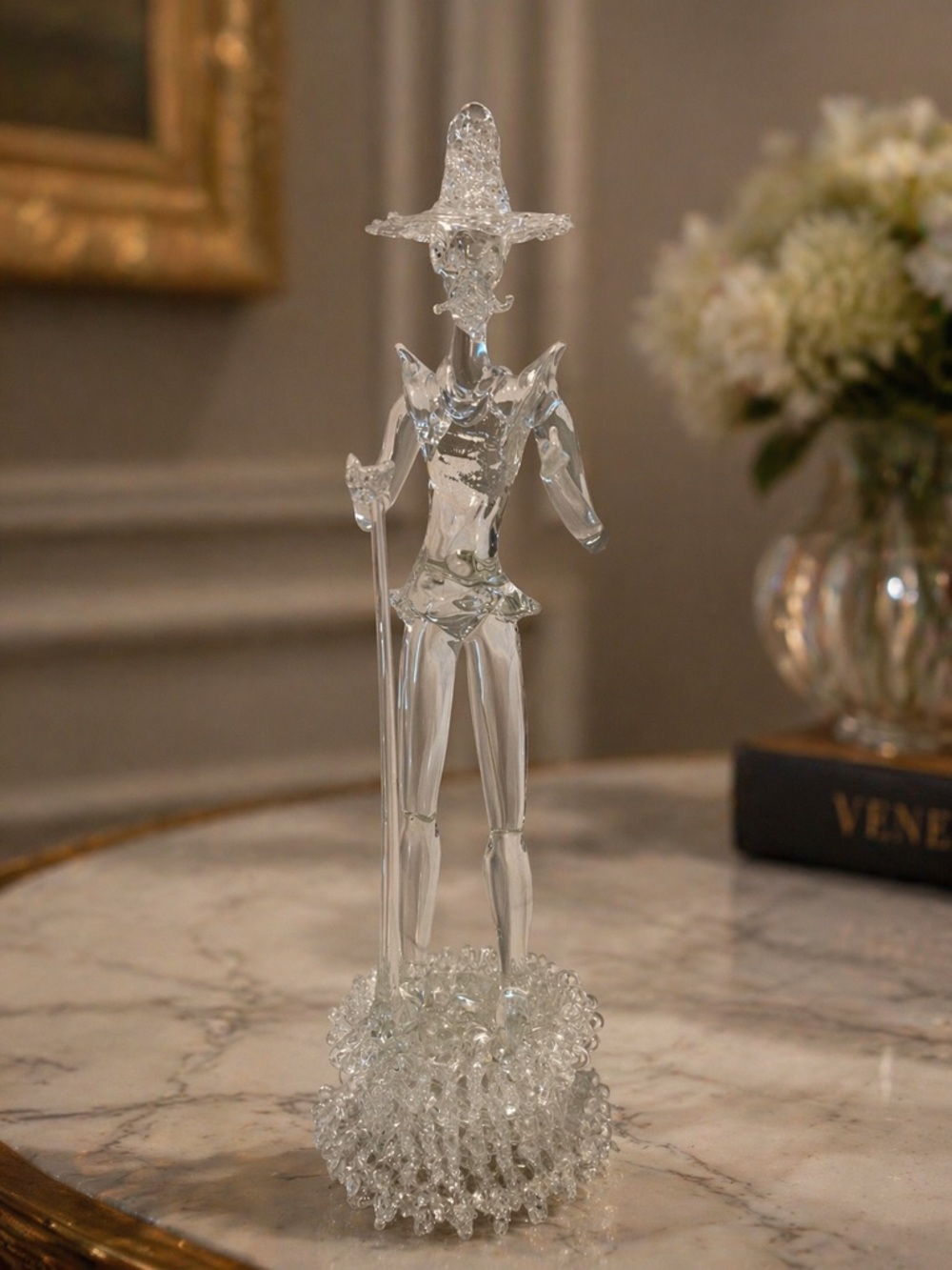 Clear Glass Harlequin Figurine Sculpture